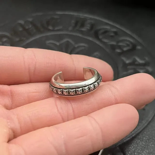 Chrome Hearts फ्लोरल स्पिनर रिंग सिल्वर ब्लैक 7