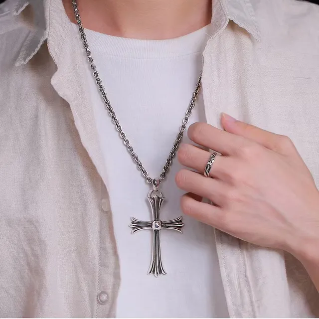 Chrome Hearts খাঁজকাটা ক্রস পেন্ডেন্ট সিলভার নেকলেস 3