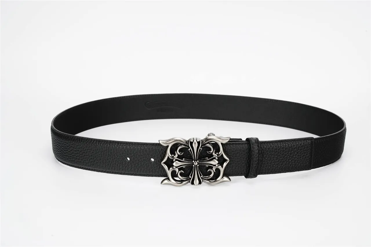 Chrome Hearts गॉथिक क्रॉस बकल काला चमड़े का बेल्ट 11