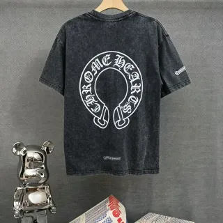 Chrome Hearts हॉर्सशू लोगो एसिड-वॉश टी-शर्ट