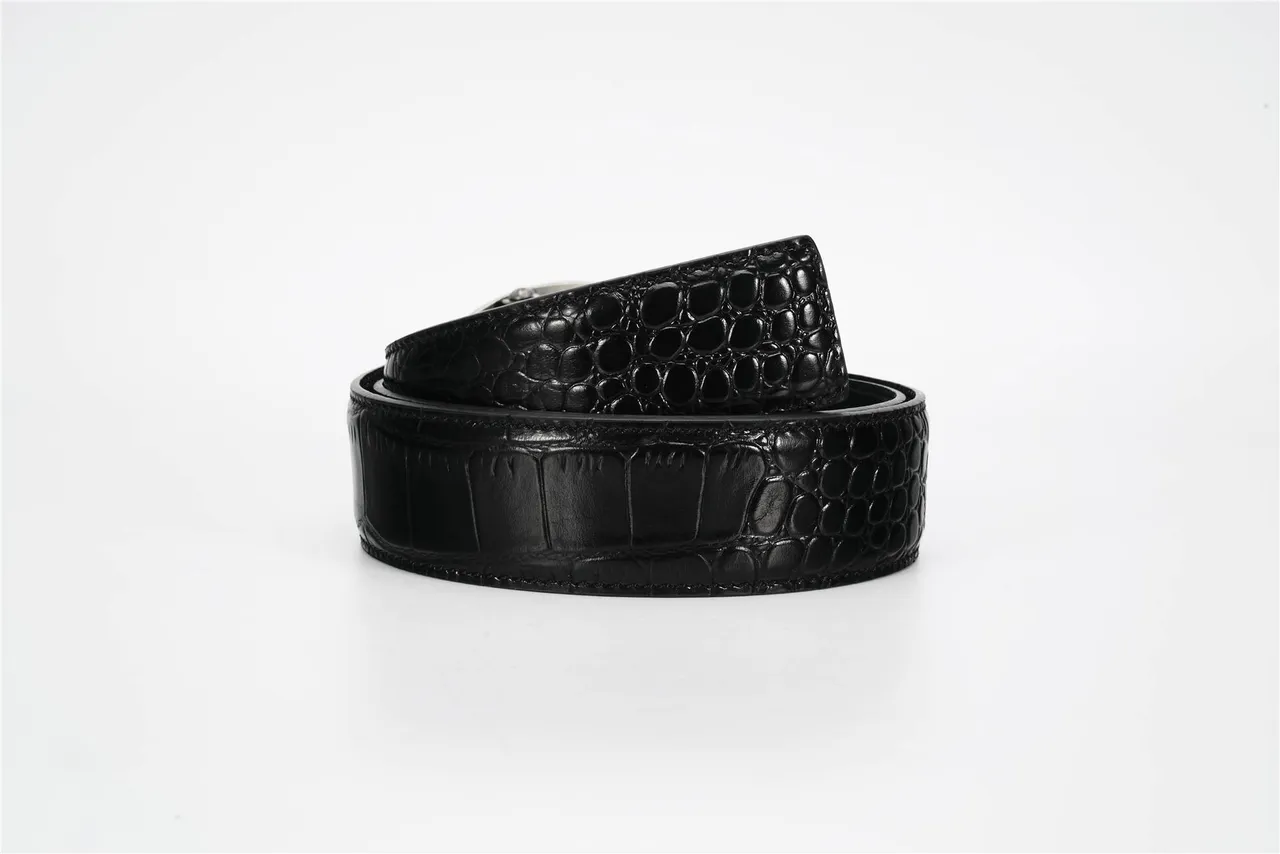Chrome Hearts Oval Cross Filigree Black Crocodile Leather Belt 3