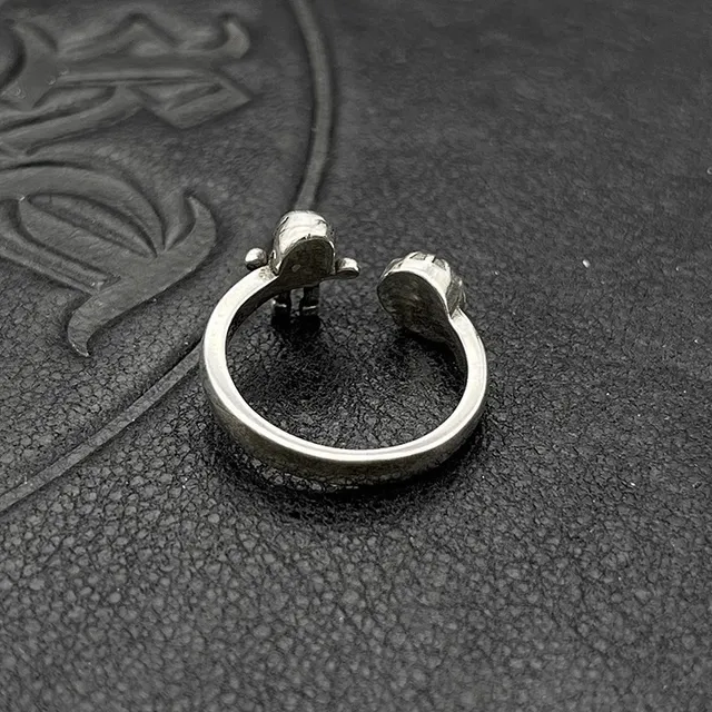 Chrome Hearts 头骨与球 银色 Open-Shank 三维立体图戒指 3