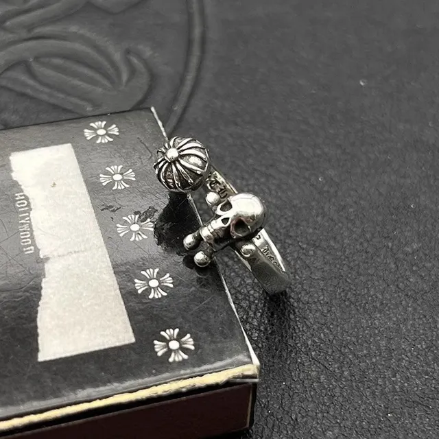 Chrome Hearts 头骨与球 银色 Open-Shank 三维立体图戒指 5