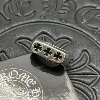 Chrome Hearts Three Crosses Polished Silver Ring