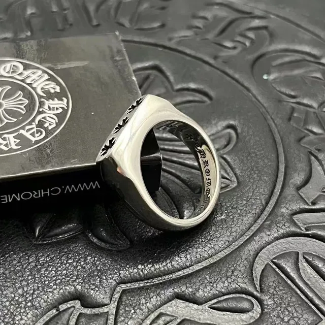 Chrome Hearts Three Crosses Polished Silver Ring 9
