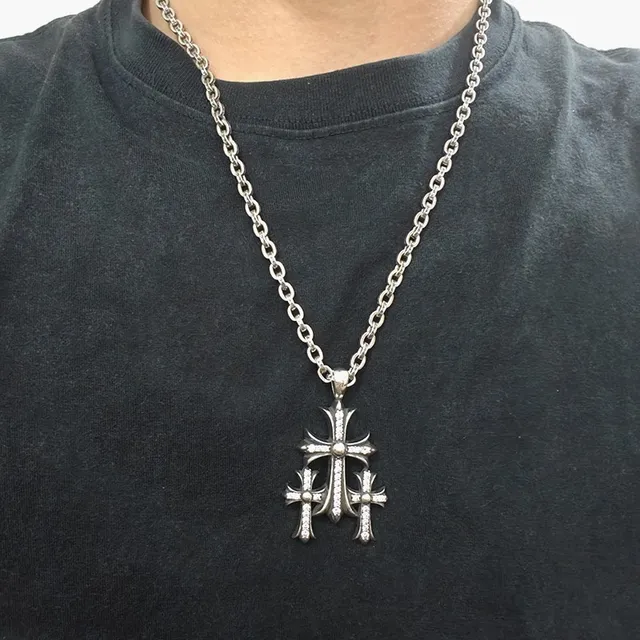 Chrome Hearts Triple Cross Pavé Silver-Tone हार 3