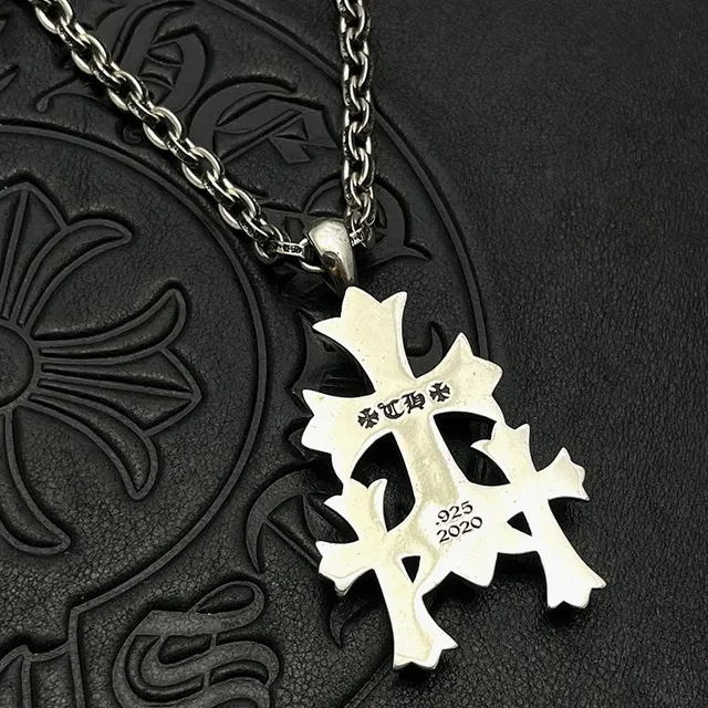 Chrome Hearts Triple Cross Pavé Silver-Tone हार 4