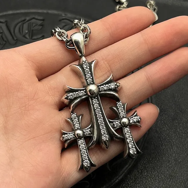 Chrome Hearts Triple Cross Pavé Silver-Tone हार 5