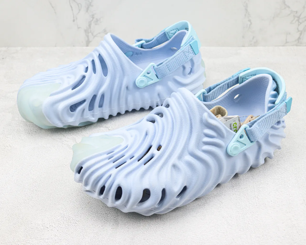 Crocs Echo Clog হালকা নীল আকৃতিযুক্ত ফোম ক্লগ 4