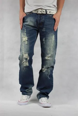 Diesel Jeans Distressed Slim-Straight Lavé Moyen Bleu 5