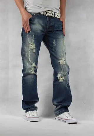 Diesel Jeans Distressed Slim-Straight Lavé Moyen Bleu 6