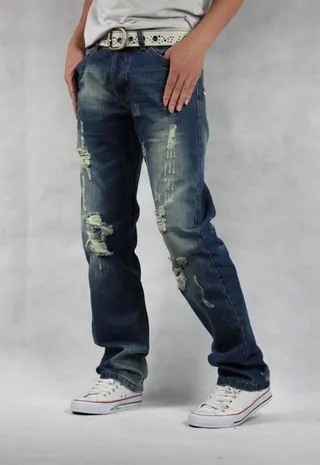 Diesel Jeans Distressed Slim-Straight Lavé Moyen Bleu 7