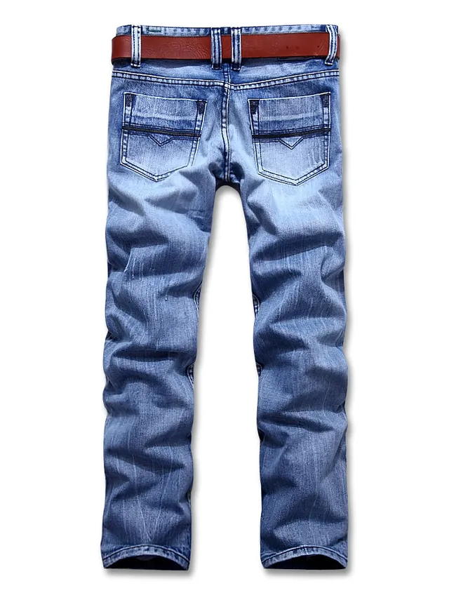 Diesel Medium-Wash Distressed Straight-Leg Jeans 11