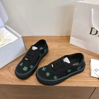 Dior B23 كلفر ذو أربعة أوراق مطرز أسود كانفاس أحذية رياضية لايف ستايل