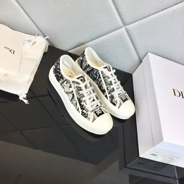 Dior B23 Sneakers Lifestyle Blancs en Toile Imprimée à Plateforme 2