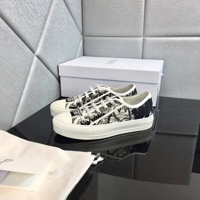 Dior B23 Sneakers Lifestyle Blancs en Toile Imprimée à Plateforme 4