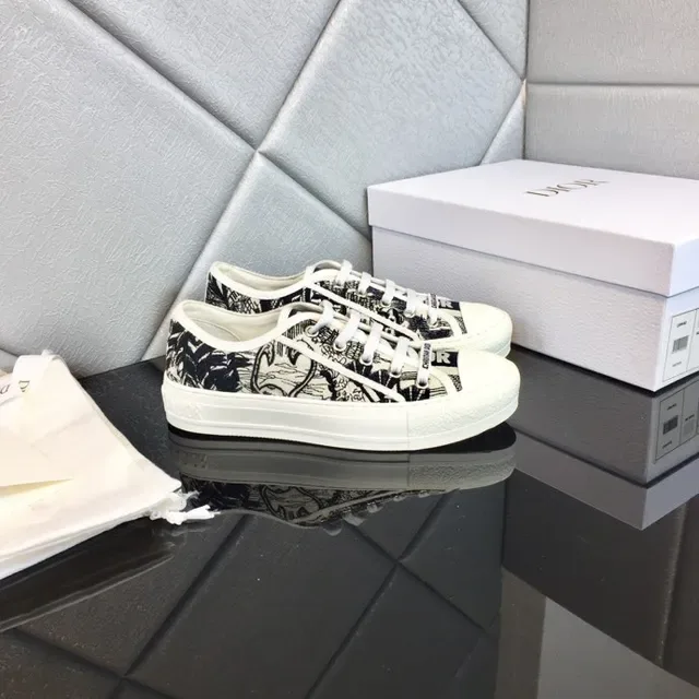 Dior B23 Sneakers Lifestyle Blancs en Toile Imprimée à Plateforme 6