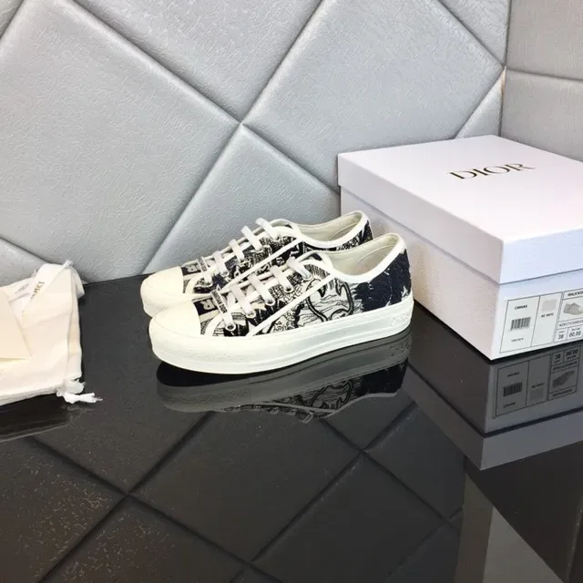 Dior B23 Sneakers Lifestyle Blancs en Toile Imprimée à Plateforme 7