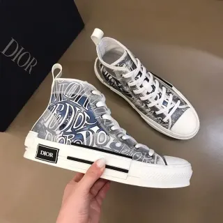 Dior B23 सादा नील उच्च टॉप स्वच्छ मोनोग्राम ऊपर लाइफस्टाइल स्निकार