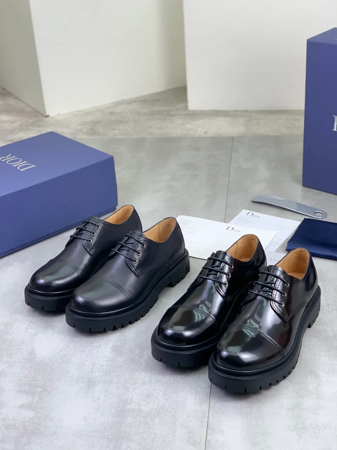 Dior B27 काले भूरे कैप टू लेस अप ऑक्सफोर्ड जूते 2