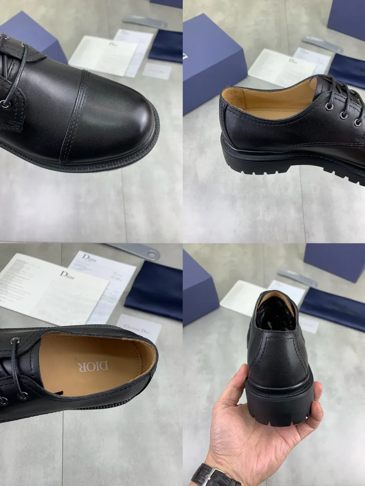 Dior B27 काले भूरे कैप टू लेस अप ऑक्सफोर्ड जूते 3