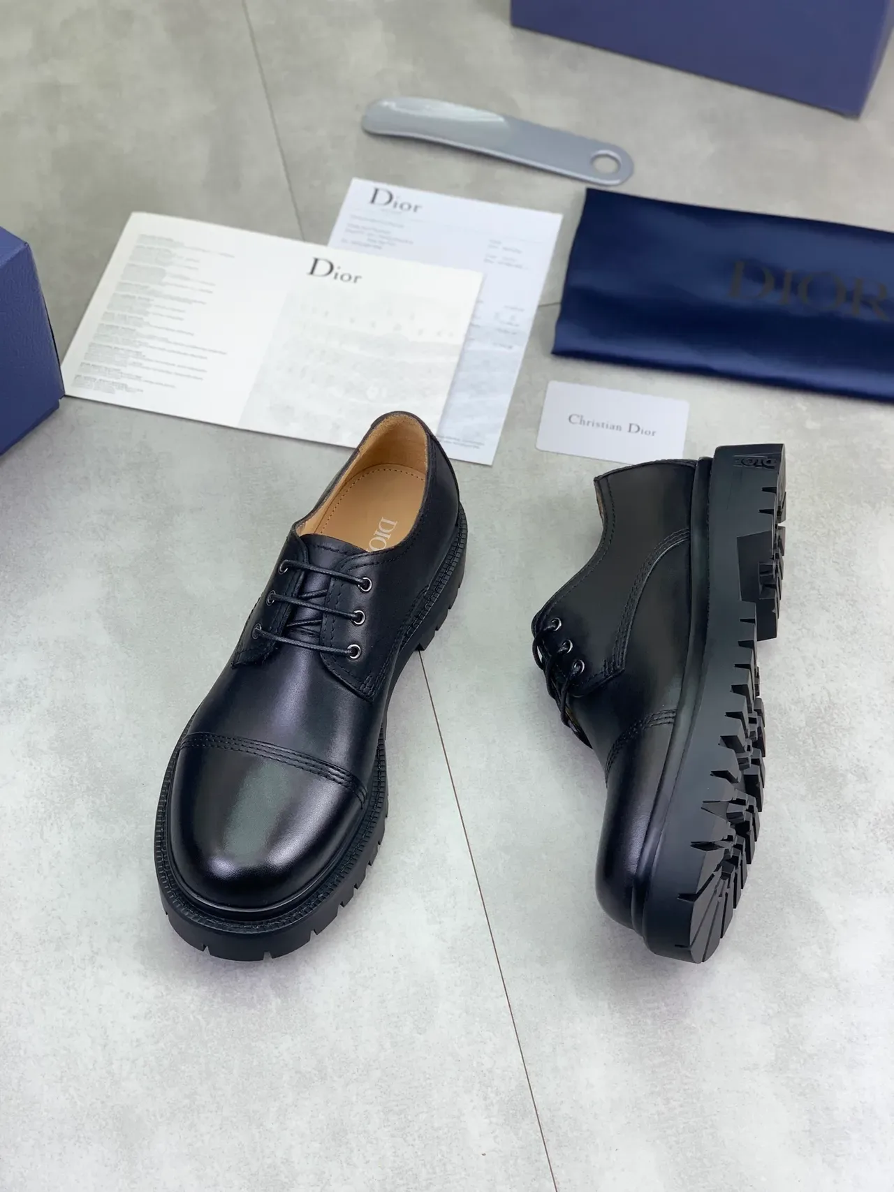 Dior B27 काले भूरे कैप टू लेस अप ऑक्सफोर्ड जूते 5