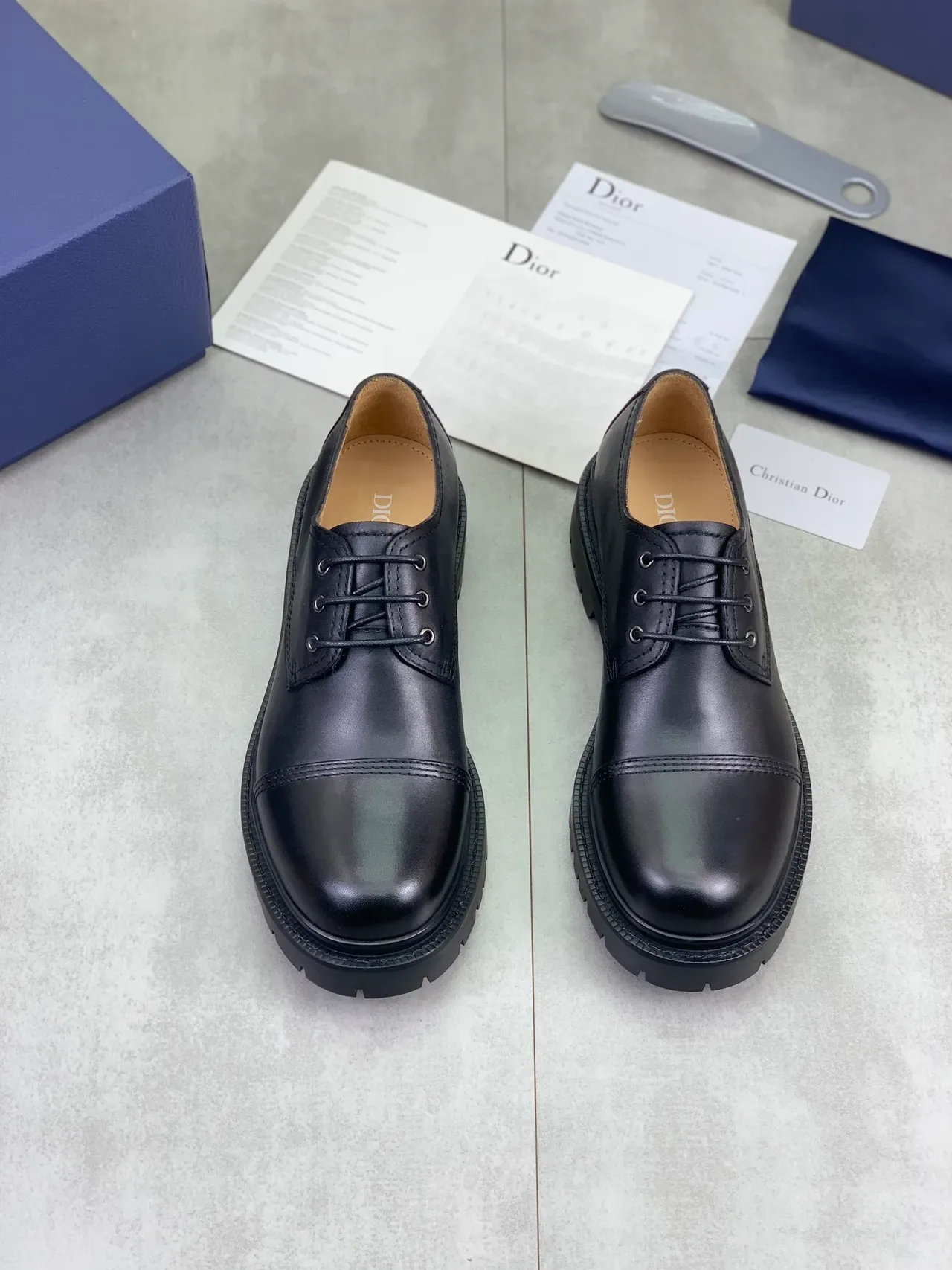 Dior B27 काले भूरे कैप टू लेस अप ऑक्सफोर्ड जूते 6