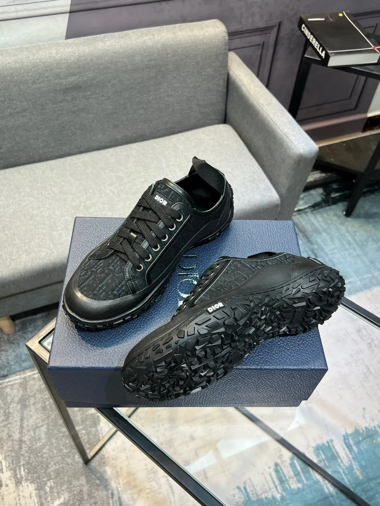 Dior B27 Monogram Jacquard أسود لايف ستايل سنيكرز 2