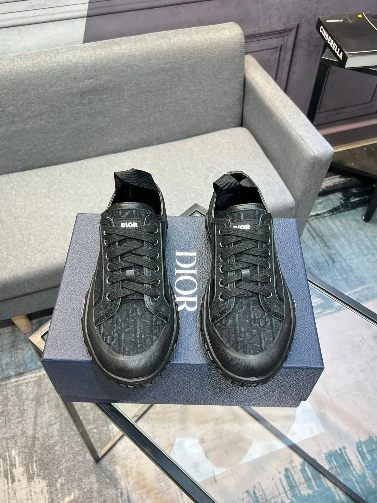 Dior B27 Monogram Jacquard أسود لايف ستايل سنيكرز 3