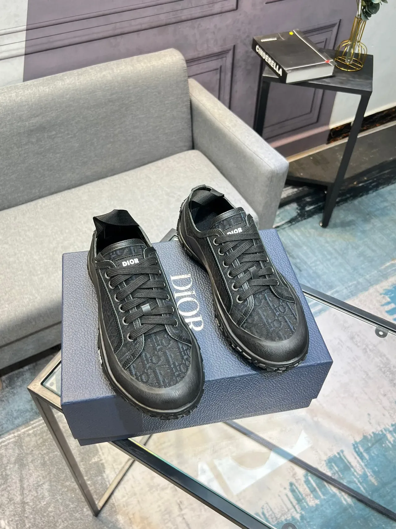 Dior B27 Monogram Jacquard أسود لايف ستايل سنيكرز 5