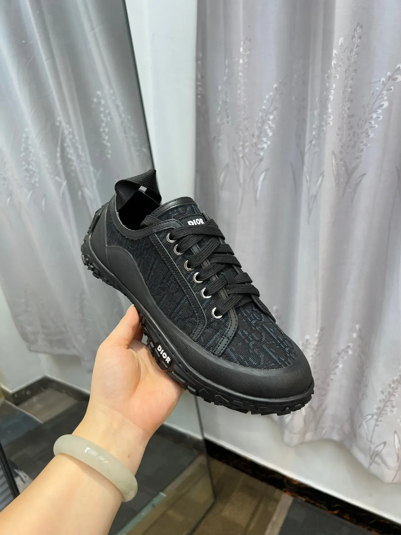 Dior B27 Monogram Jacquard أسود لايف ستايل سنيكرز 6