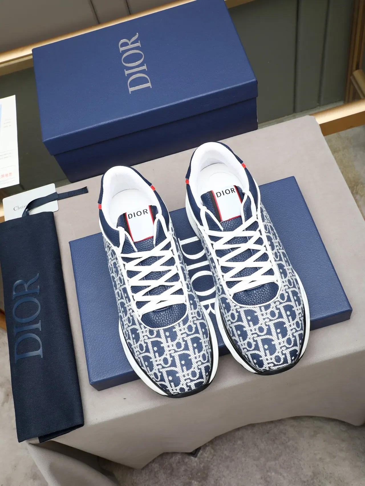 Dior B27 Monogram Navy White Lifestyle Sneakers 2