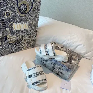 Dior B27 সাদা কালো চাঙ্কি প্ল্যাটফর্ম ডাবল স্ট্র্যাপ স্লাইড ক্যাজুয়াল স্যান্ডাল