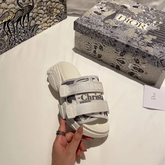 Dior B27 أبيض أسود كبيرة المنصة حزام مزدوج منزلق كاجوال صندل 2