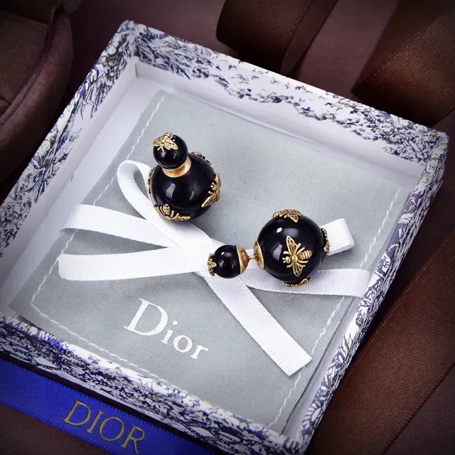 Dior Bee Motif Black and Gold Earrings 5