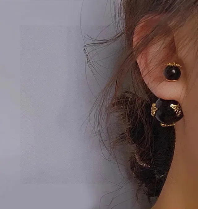 Dior Bee Motif Black and Gold Earrings 6