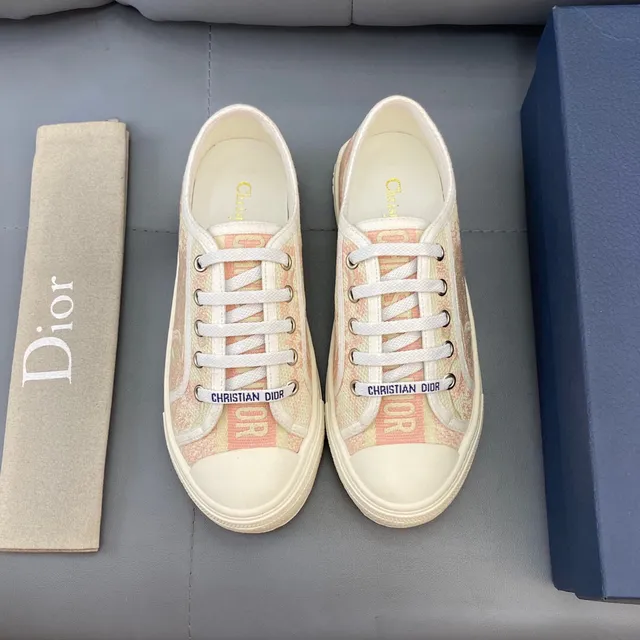 Dior Beige Rosa Jacquard Impresión Oblíqua Superior De Lona Zapatillas Lifestyle 2