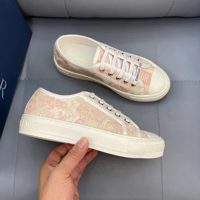 Dior Beige Rosa Jacquard Impresión Oblíqua Superior De Lona Zapatillas Lifestyle 3