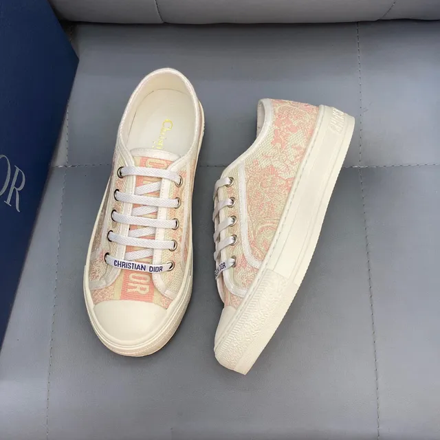 Dior Beige Rosa Jacquard Impresión Oblíqua Superior De Lona Zapatillas Lifestyle 4