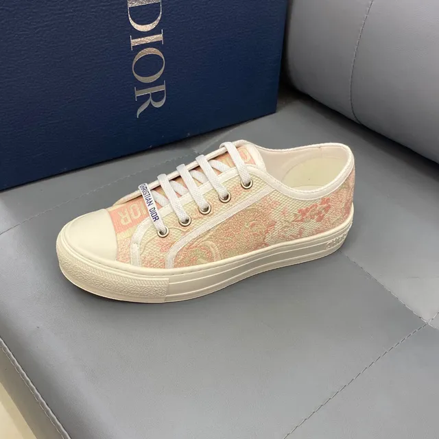 Dior Beige Rosa Jacquard Impresión Oblíqua Superior De Lona Zapatillas Lifestyle 5