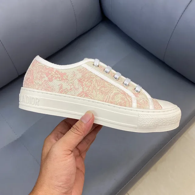 Dior Beige Rosa Jacquard Impresión Oblíqua Superior De Lona Zapatillas Lifestyle 6