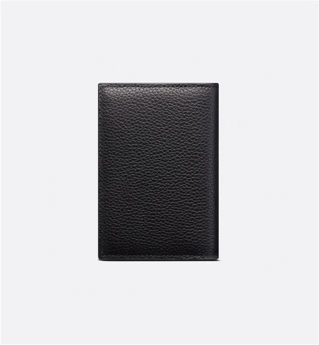 Dior Preto Bege Couro Granulado Bordado Logotipo Portador de Cartões 12