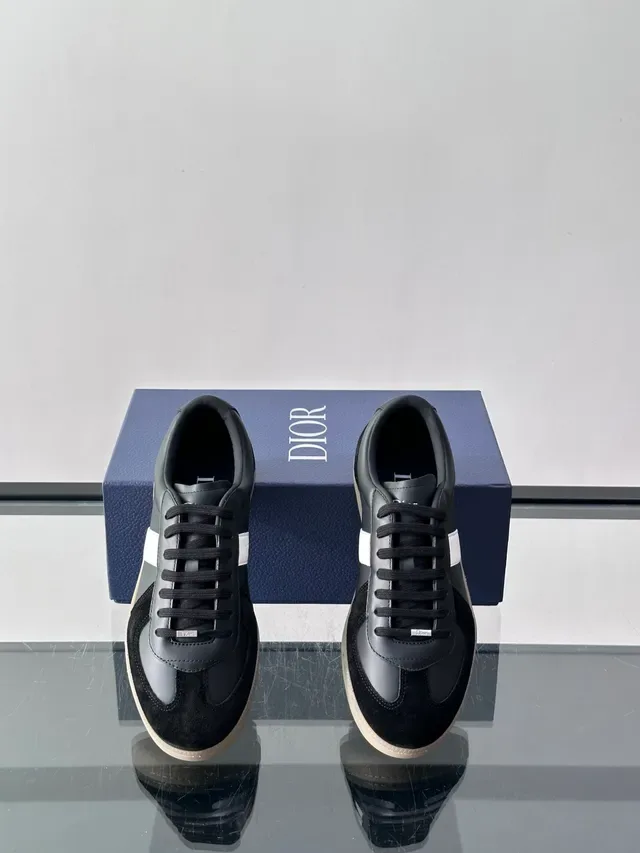 Dior Black White Low-Top Mixed-Material Lifestyle Sneakers 4