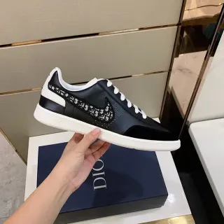 Dior কালো সাদা লো-টপ Monogram Overlay লাইফস্টাইল স্নিকার্স
