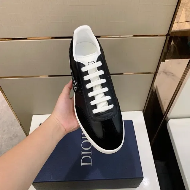 Dior Chaussures Lifestyle Noires Blanches Low-Top Monogram Overlay 2