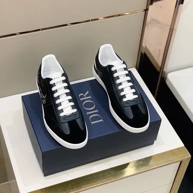 Dior Chaussures Lifestyle Noires Blanches Low-Top Monogram Overlay 5