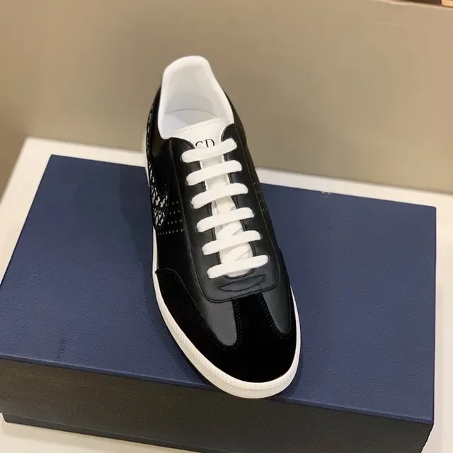 Dior Chaussures Lifestyle Noires Blanches Low-Top Monogram Overlay 9