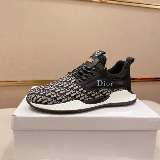 Dior काला सफेद Monogram बुनाई हुई ऊपरी नक्काशीदार मिडसोल लाइफस्टाइल स्नीकर