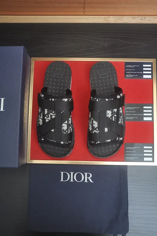 Dior أسود أبيض مونوغرام مائل جاكار حزامات إلاستيكية نسيج مزدوجة 5