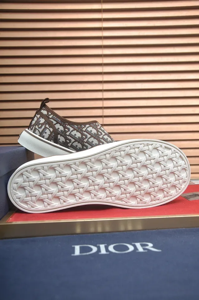 Dior Brown Beige Slip-On Monogram Jacquard Lifestyle Sneakers 3